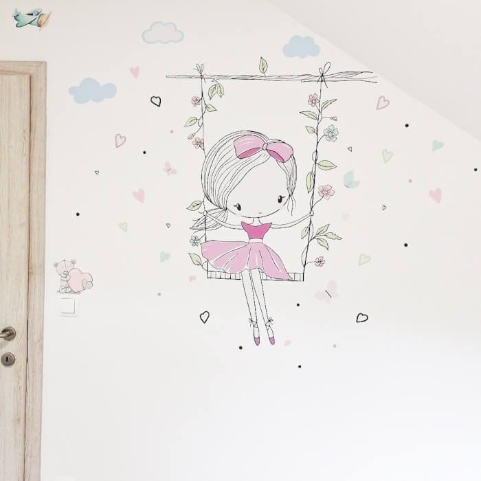 INSPIO dětské samolepky na zeď - Fialová víla na houpačce (obrázek 3)