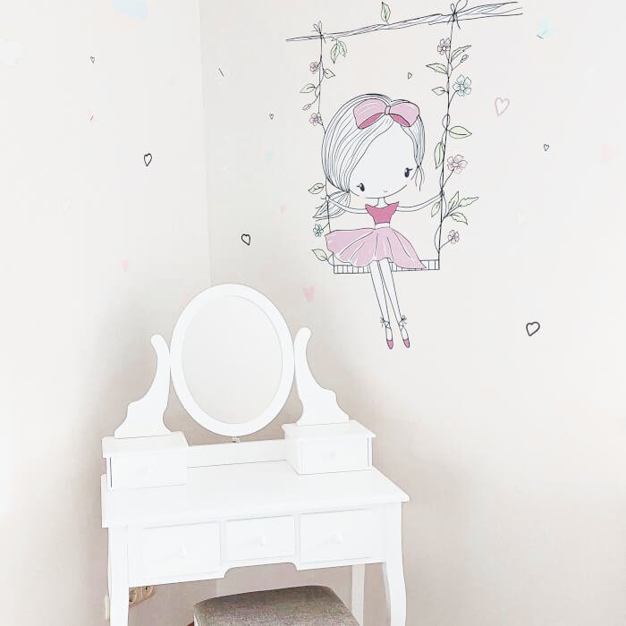 INSPIO dětské samolepky na zeď - Fialová víla na houpačce (obrázek 4)
