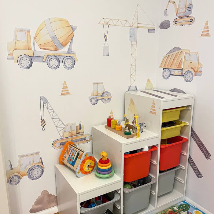 INSPIO dětské samolepky na zeď pro kluky - Stavební stroje (obrázek 3)