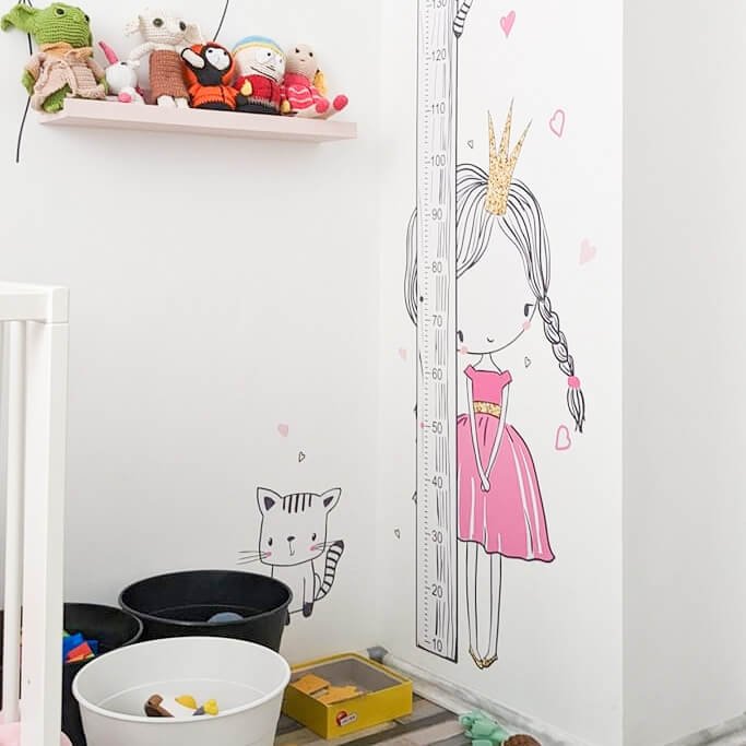 Samolepky do dětského pokoje - Princezna s kočičkou - INSPIO dětský metr (obrázek 4)