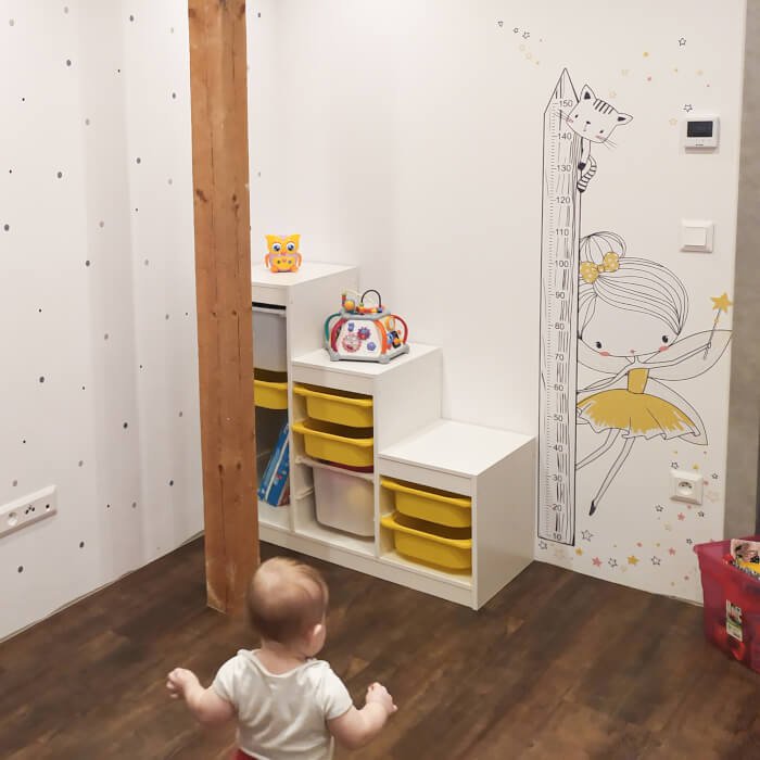 Samolepky do dětského pokoje - INSPIO víla ve dvou barvách - dětský metr N.1. – ŽLUTÁ víla, 150cm metr (obrázek 3)