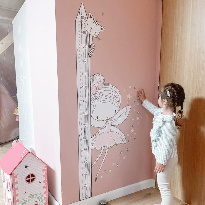 Samolepky do dětského pokoje - INSPIO víla ve dvou barvách - dětský metr N.2. – RŮŽOVÁ víla, 150cm metr (obrázek 5)
