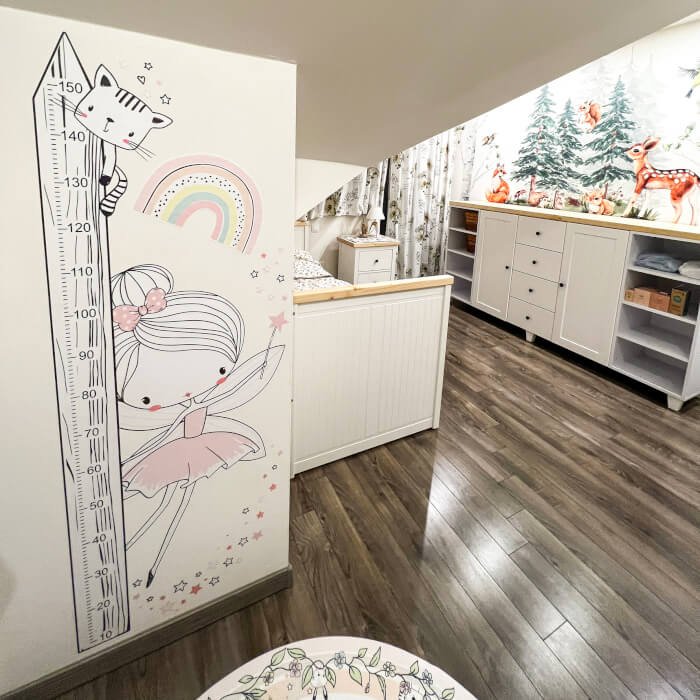 Samolepky do dětského pokoje - INSPIO víla ve dvou barvách - dětský metr N.2. – RŮŽOVÁ víla, 150cm metr (obrázek 6)