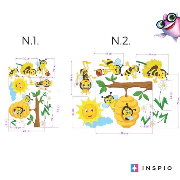 INSPIO dětské samolepky na zeď – Včelí království N.2 – 73x69cm+doplňky