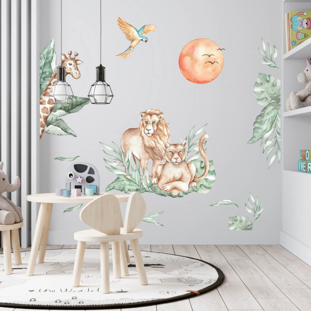 INSPIO dětské samolepky na zeď - Zvířátka ze safari v divočině