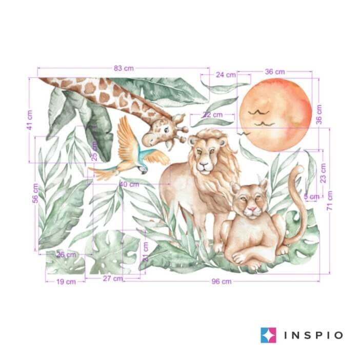INSPIO dětské samolepky na zeď – Zvířátka ze safari v divočině