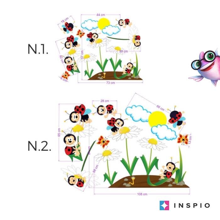 INSPIO samolepky do dětského pokoje – Berušky N.2 – 115x204cm