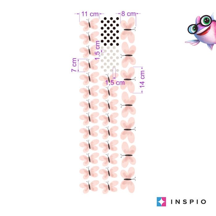 INSPIO dětské samolepky na zeď – Růžoví motýlci
