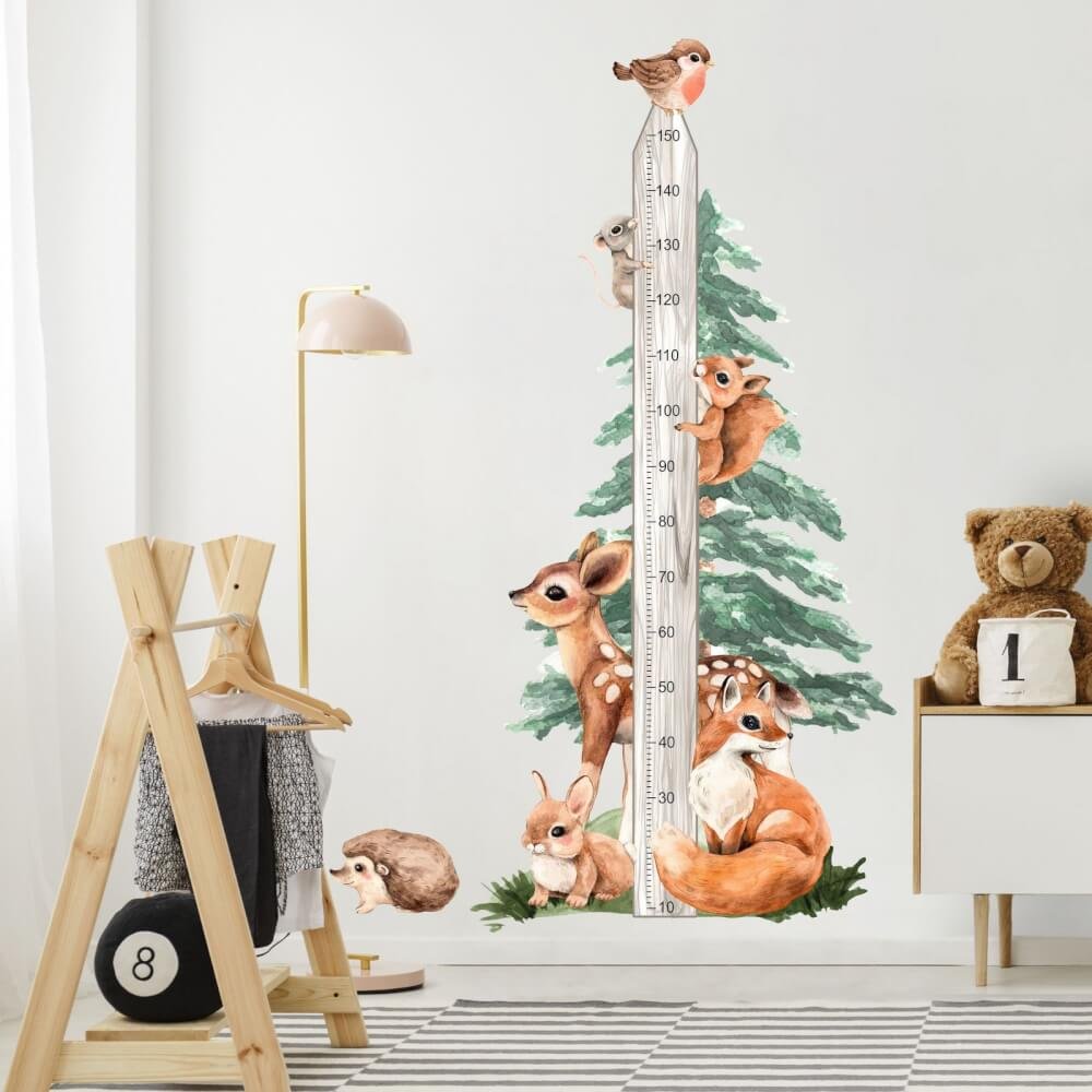 INSPIO nálepka metr na zeď - Forest a zvířátka z lesa