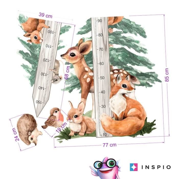 INSPIO nálepka metr na zeď – Forest a zvířátka z lesa