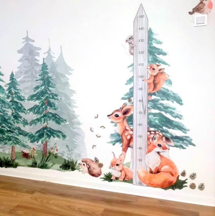 INSPIO nálepka metr na zeď - Forest a zvířátka z lesa (obrázek 3)