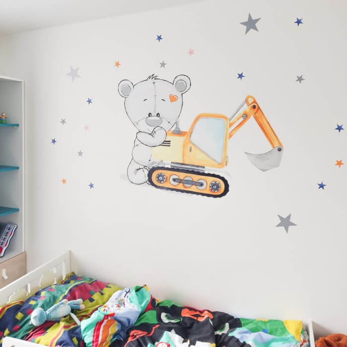 INSPIO samolepka na zeď pro kluky - Maco a stavební auta do dětského pokoje (obrázek 5)