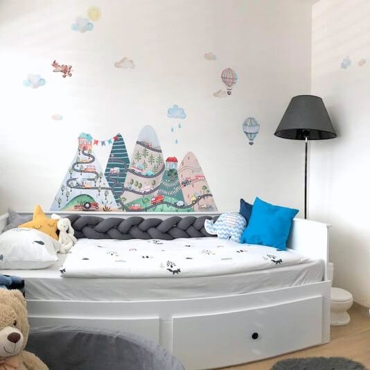 INSPIO samolepky na zeď pro kluky - Kopce s autíčky a balony (obrázek 4)