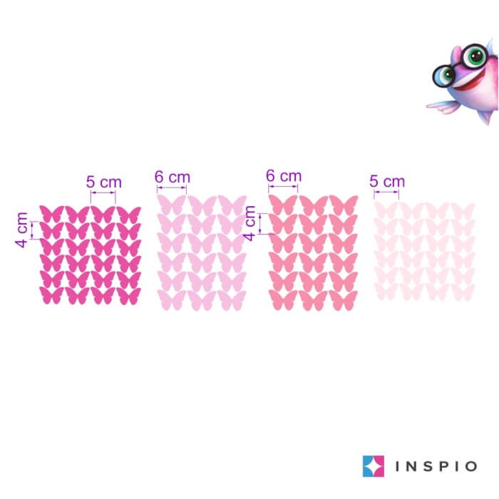 INSPIO motýlky v růžovém provedení – samolepky na zeď pro dívku