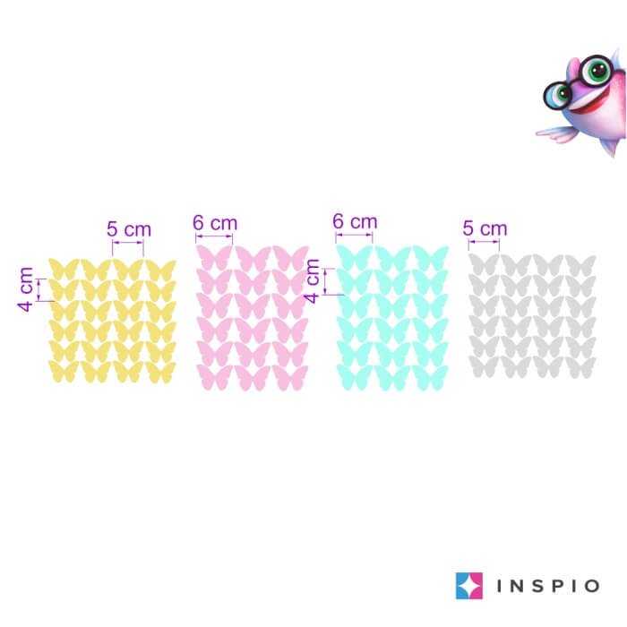 INSPIO samolepky do pokoje – Hravé barevné motýlky