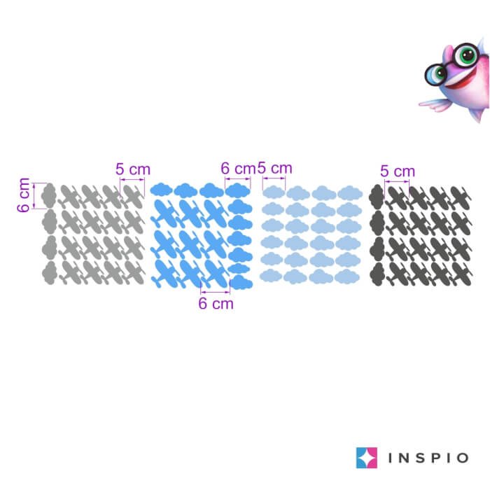 INSPIO samolepky do pokoje s motivem letadélek a obláčků do dětského pokojíku