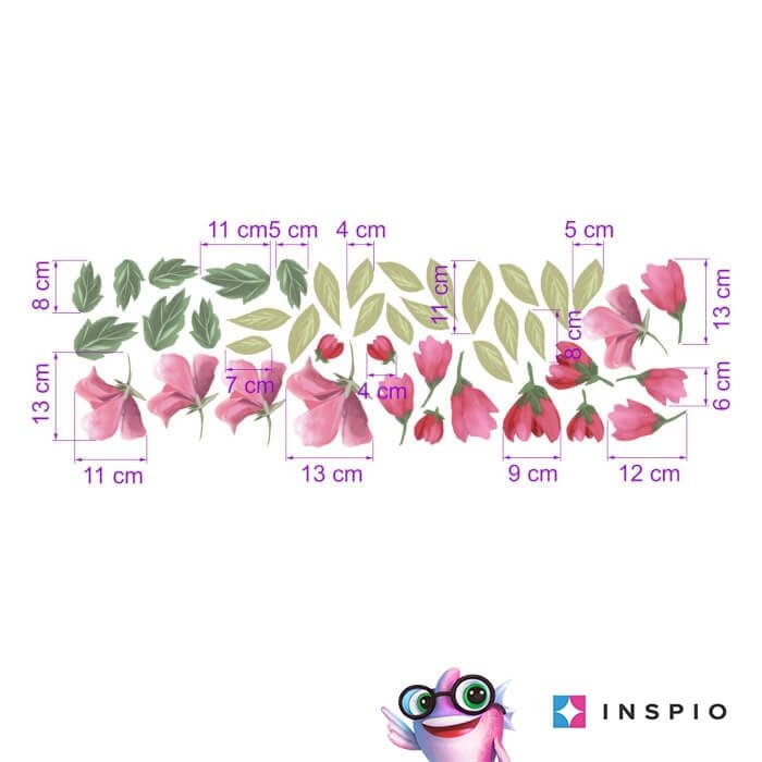 INSPIO samolepky na zeď – Růžové květiny