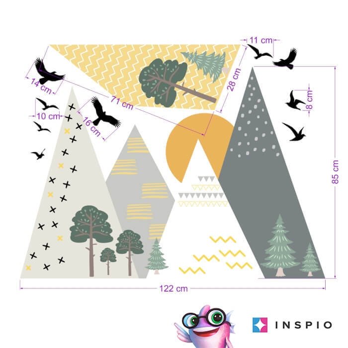 INSPIO samolepky na zeď – Kopce se zapadajícím sluncem