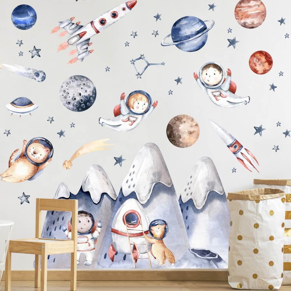 INSPIO samolepky na zeď - Malí astronauti a vesmír