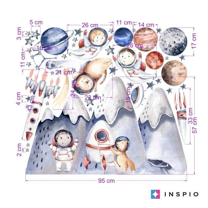 INSPIO samolepky na zeď – Malí astronauti a vesmír