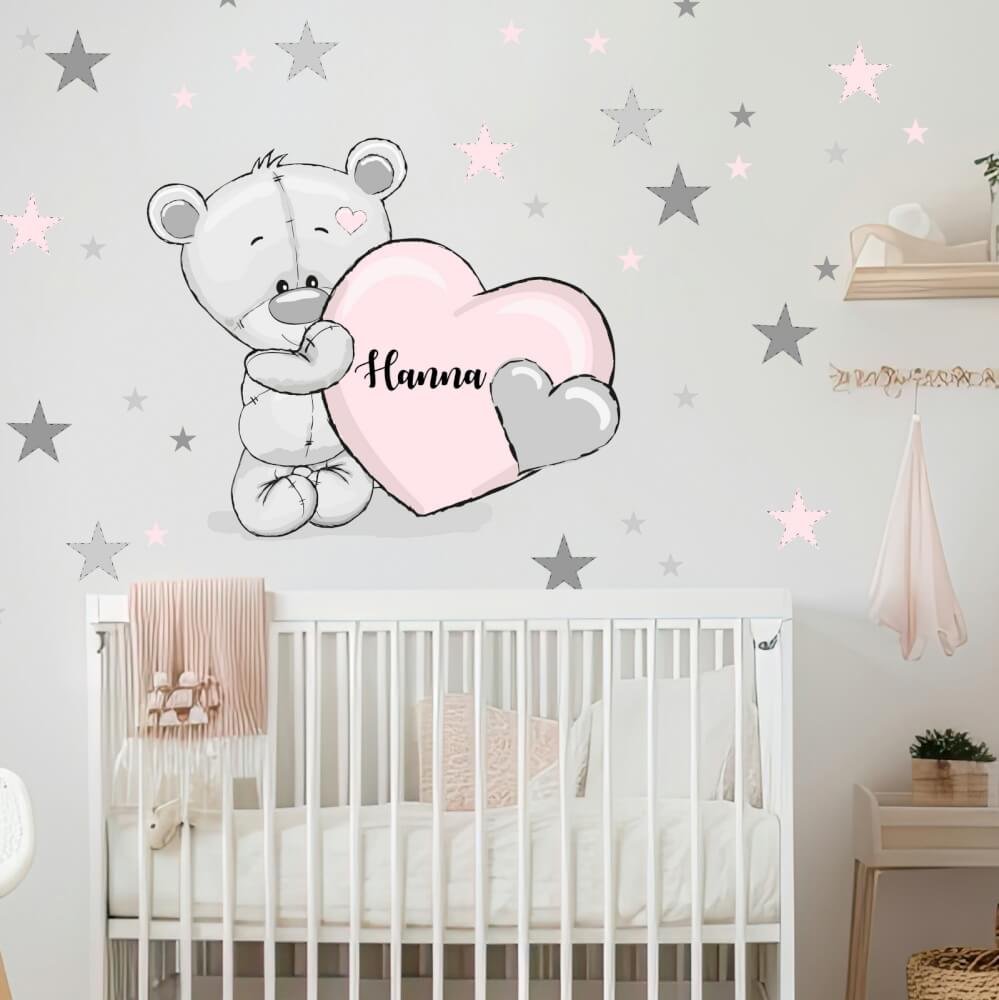 INSPIO samolepka na stěnu pro holku - Medvídek se jménem