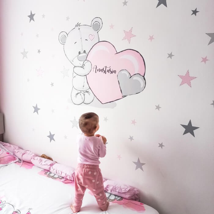 INSPIO samolepka na stěnu pro holku - Medvídek se jménem (obrázek 3)