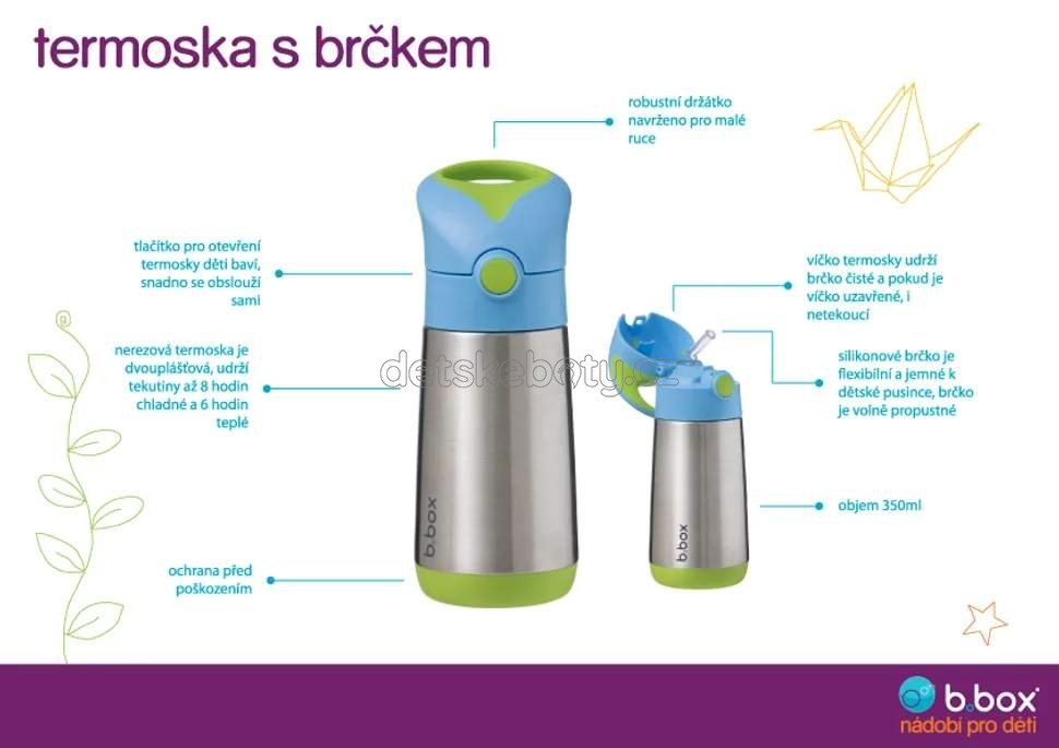 b.box 500707 Termoska na pití s brčkem 350 ml - emerald forest (obrázek 3)