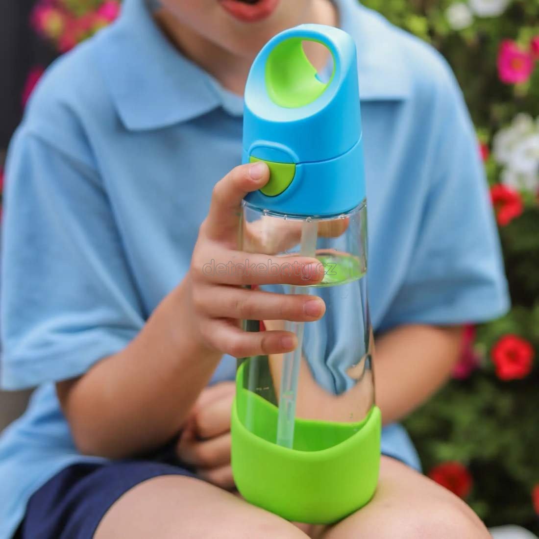 b.box 220 Lahev na pití s brčkem 600 ml – modrá/zelená