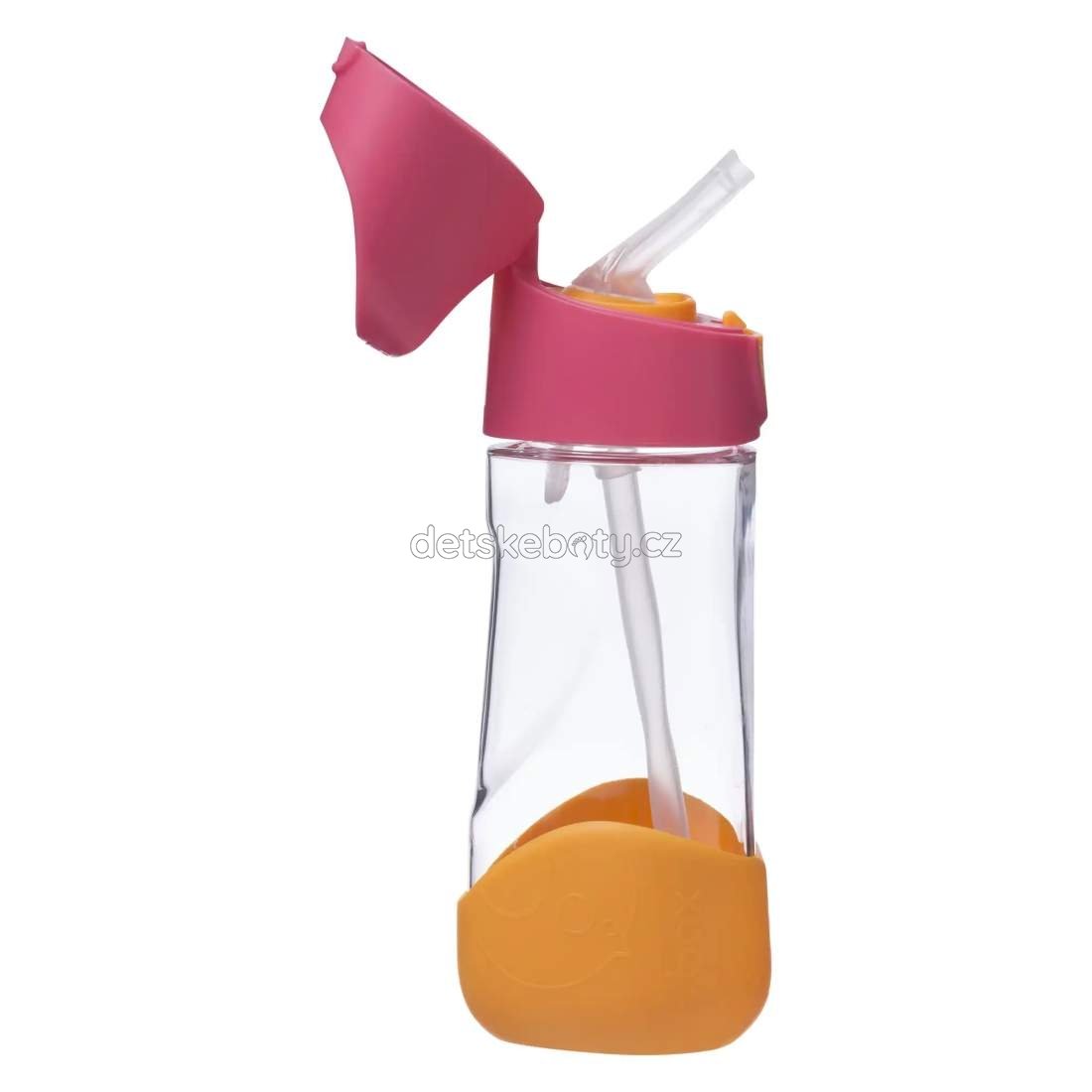b.box 441 Lahev na pití s brčkem 450 ml – růžová/oranžová