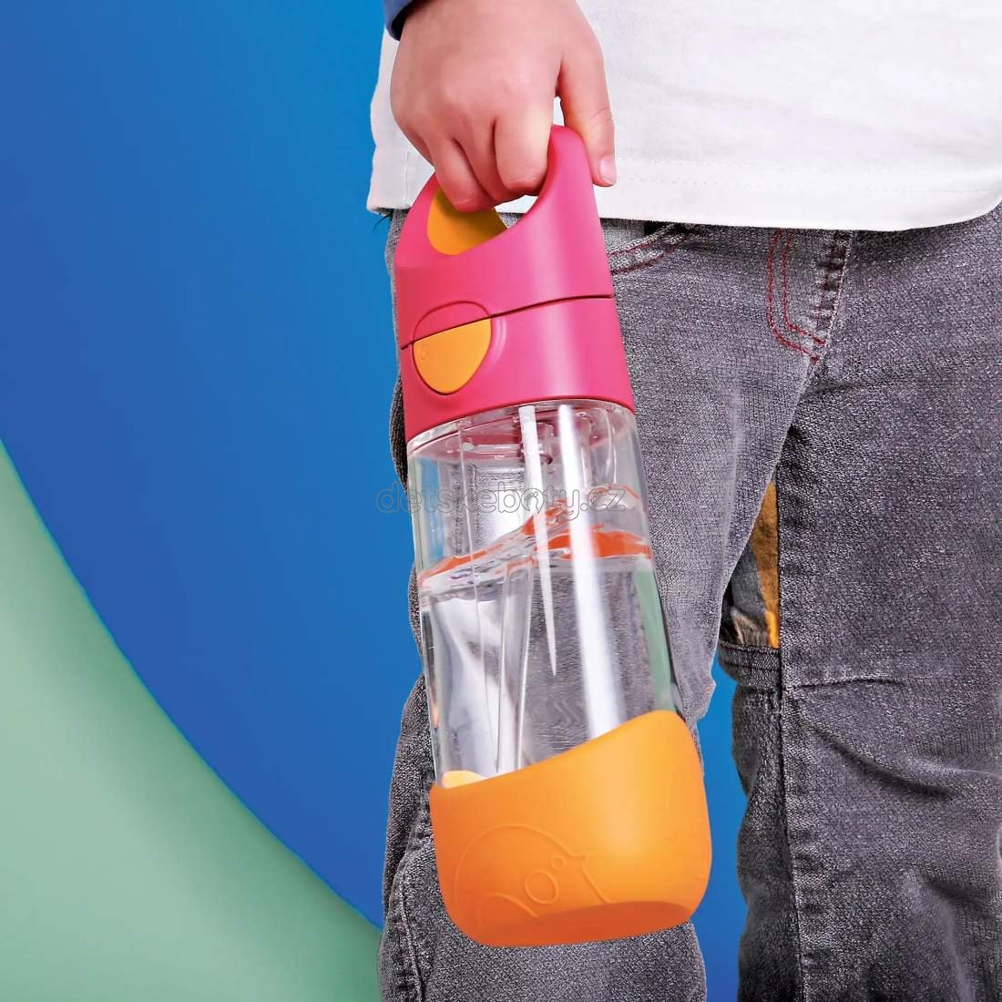 b.box 441 Lahev na pití s brčkem 450 ml - růžová/oranžová (obrázek 5)