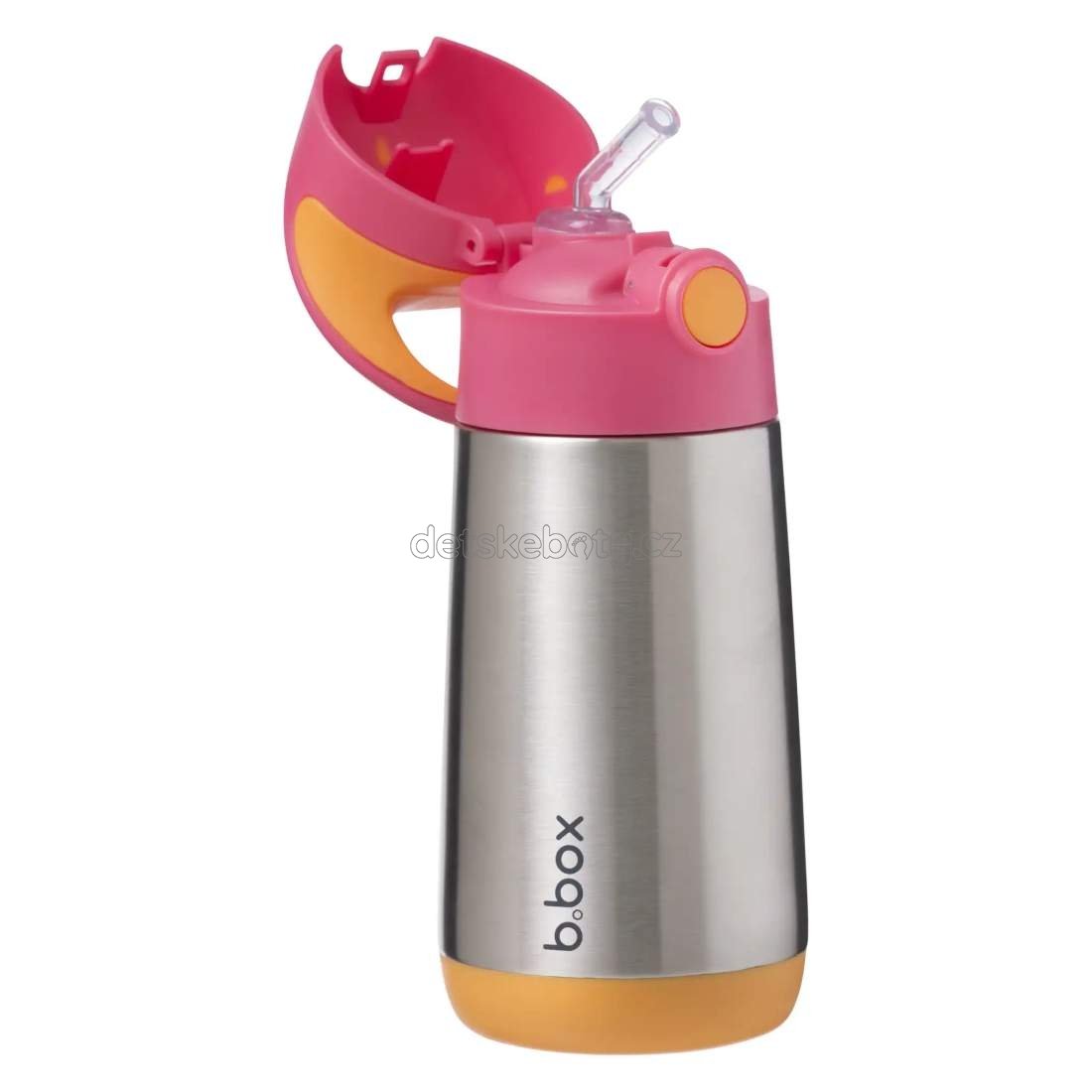b.box 451 Termoska na pití s brčkem 350 ml – růžová/oranžová