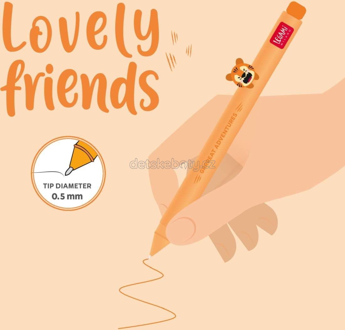 Gelové pero Legami Gel Pen With Animal Decoration - Lovely Friends - Tiger (obrázek 3)