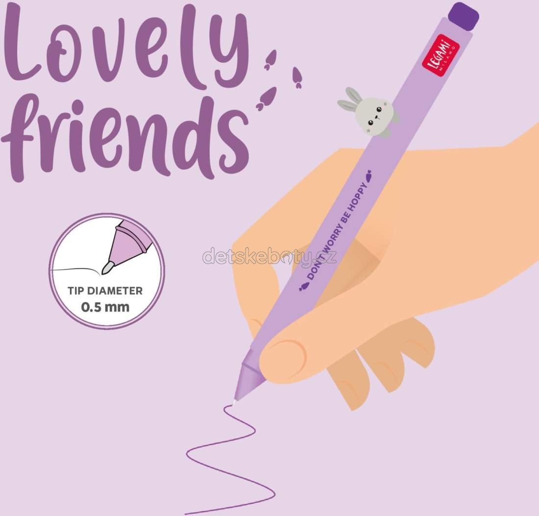 Gelové pero Legami Gel Pen With Animal Decoration - Lovely Friends - Bunny (obrázek 3)