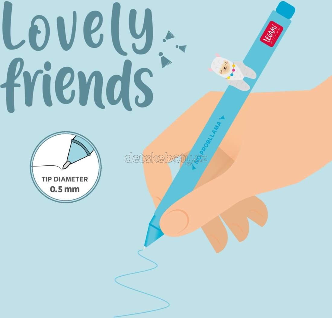 Gelové pero Legami Gel Pen With Animal Decoration - Lovely Friends - Llama (obrázek 3)