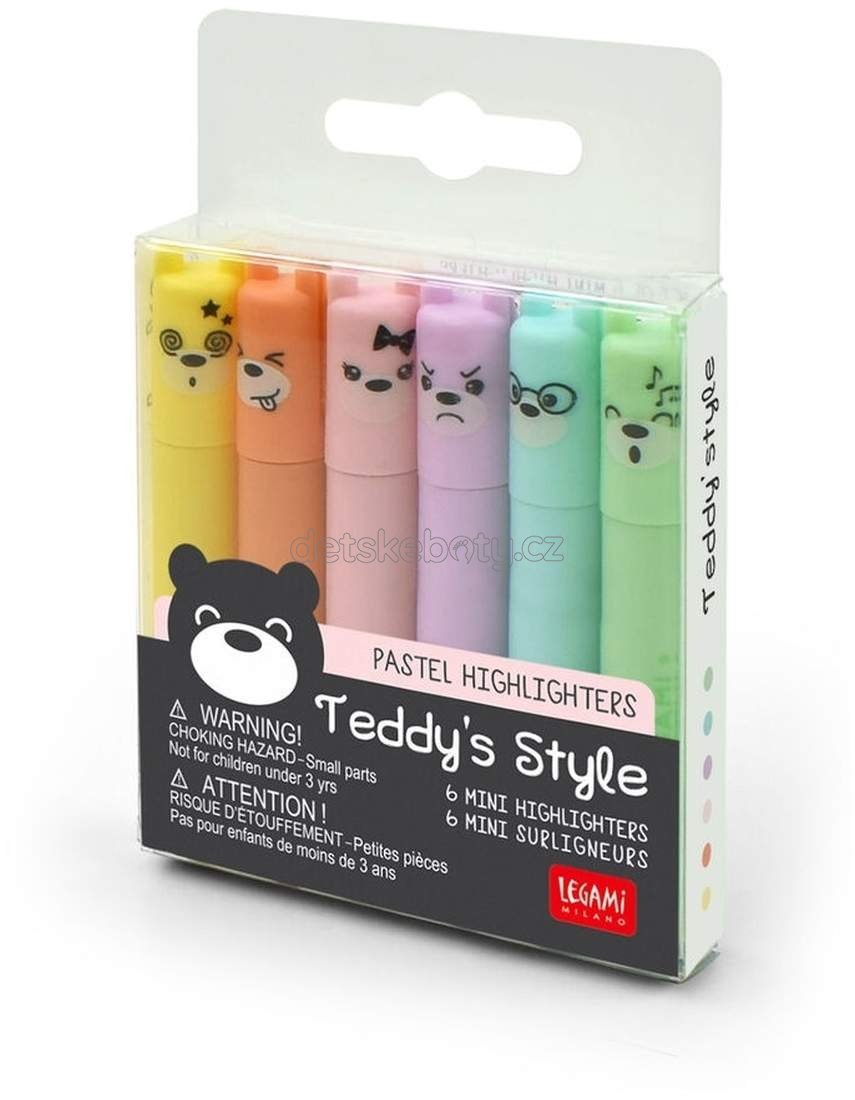Sada zvýrazňovačů Legami Teddy‘ S Style – Set Of 6 Mini Pastel Highlighters