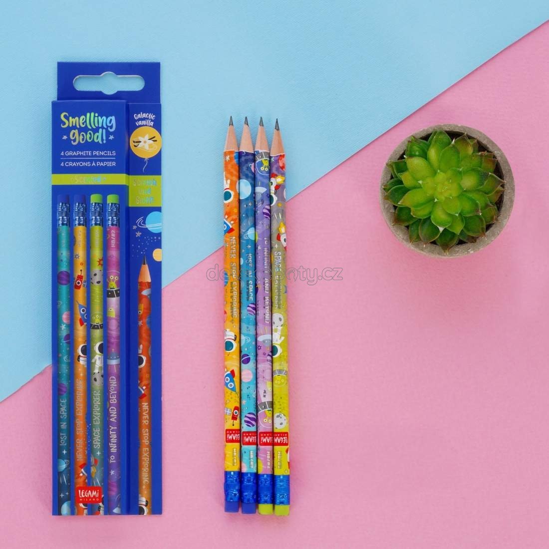 Sada 4 vonných grafitových tužek HB Legami 4 Scented Hb Graphite Pencils - Smelling Good! - Space (obrázek 3)