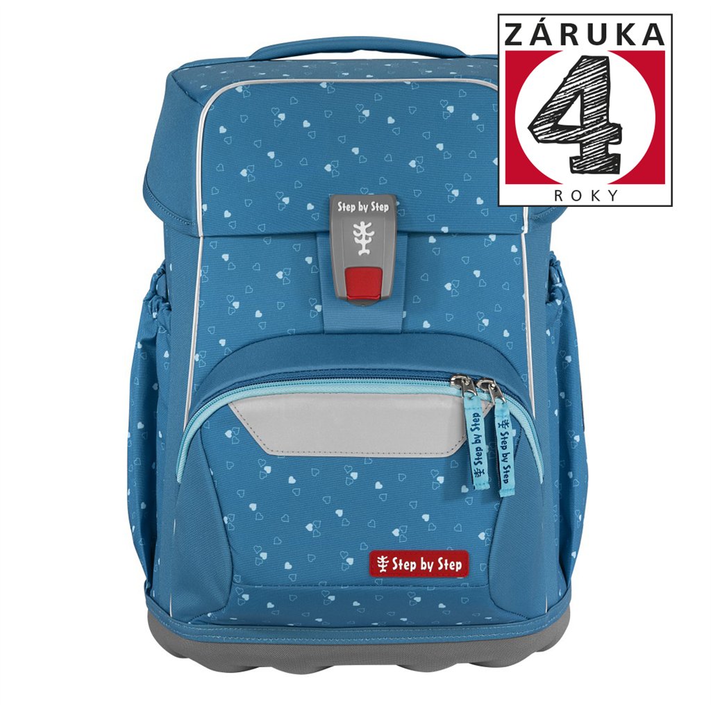 Školní aktovka pro prvňáčky – 4 dílný set, Step by Step BASIS Blue Hearts, AGR