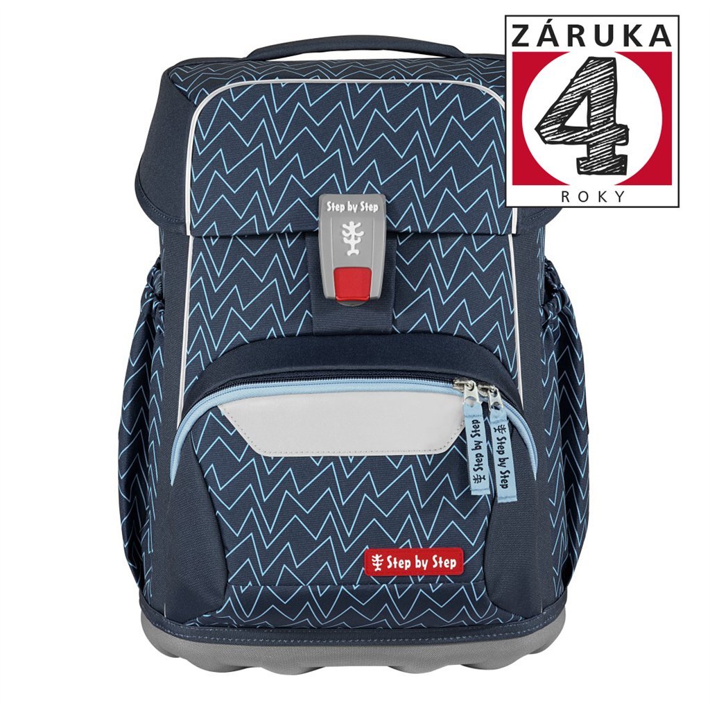 Školní aktovka pro prvňáčky – 4 dílný set, Step by Step BASIS Blue Lines, AGR