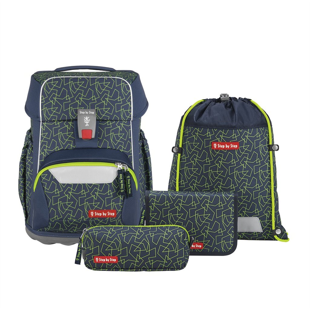 Školní aktovka pro prvňáčky – 4 dílný set, Step by Step BASIS Green Geometric, AGR (obrázek 17)