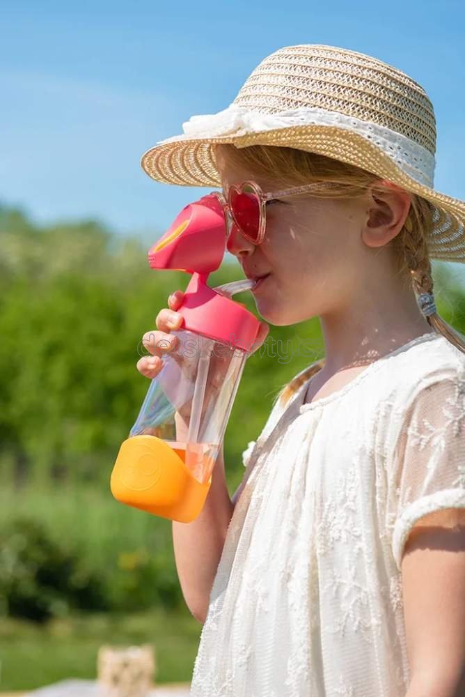 b.box 221 Lahev na pití s brčkem 600 ml - růžová/oranžová (obrázek 5)