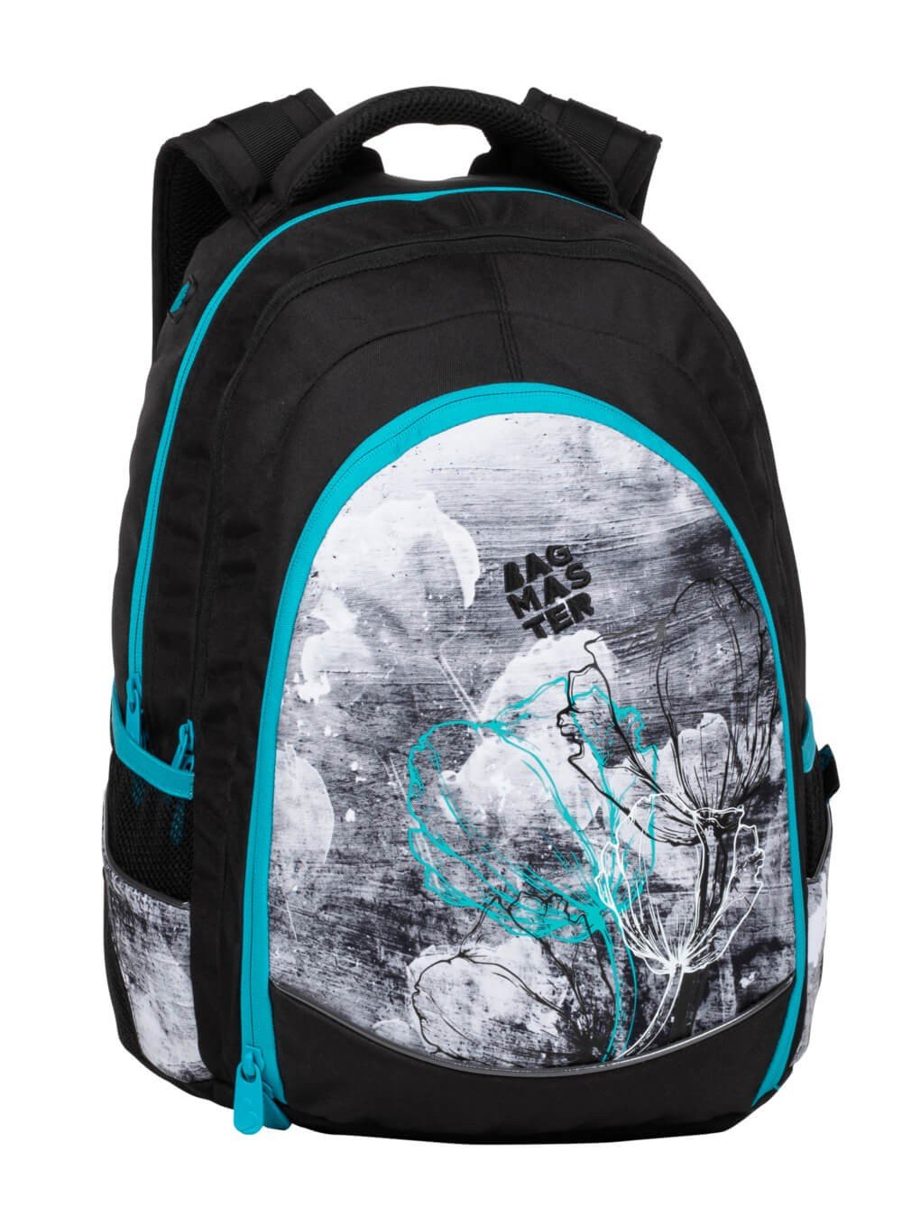 Bagmaster DIGITAL 20 B studentský batoh - modrý s květinami
