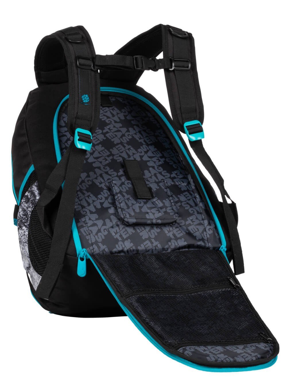 Bagmaster DIGITAL 20 B studentský batoh - modrý s květinami (obrázek 6)
