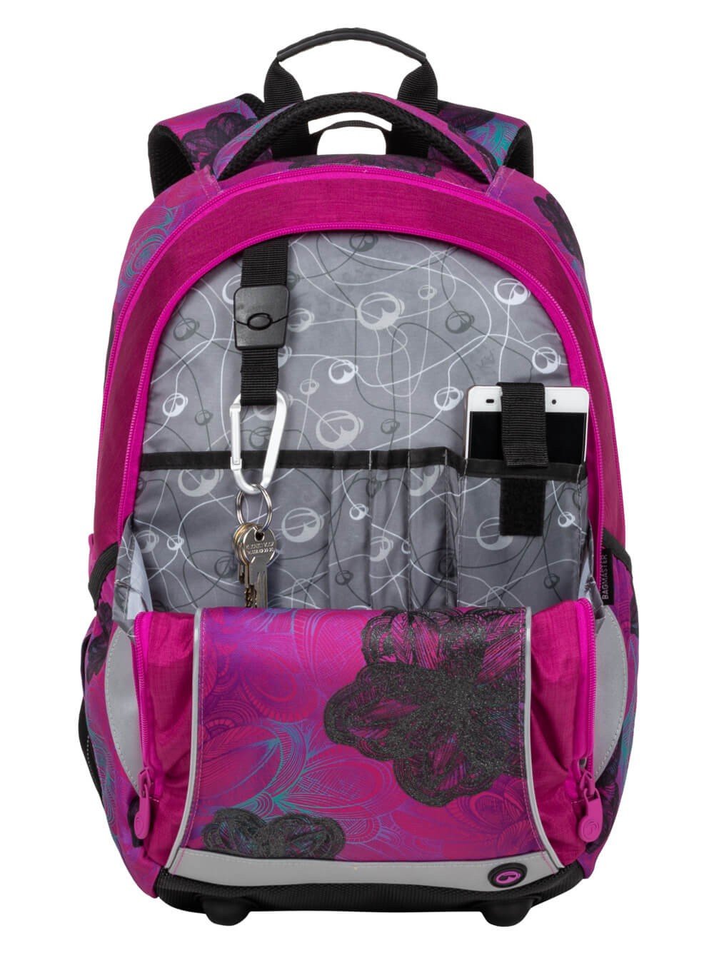 Bagmaster MARK 20 A školní dvoukomorový batoh - květiny (obrázek 5)