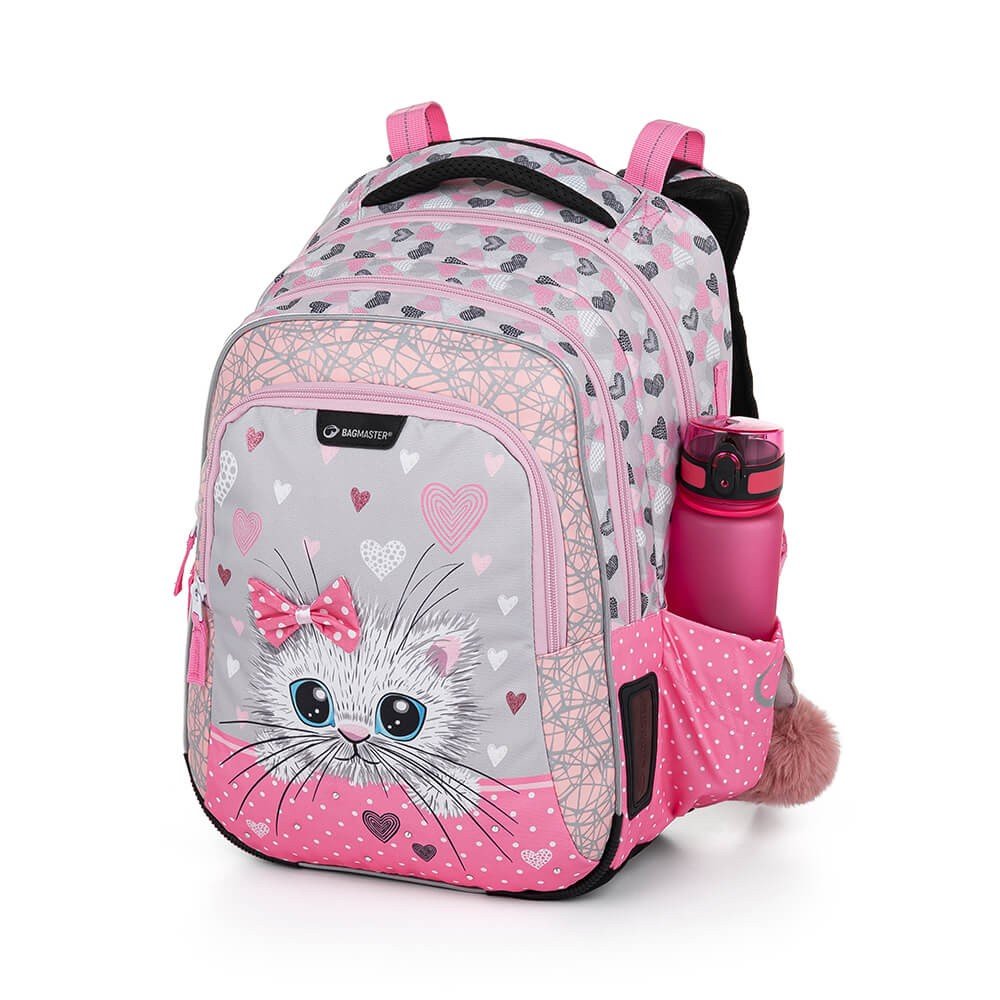 Bagmaster LUMI 22 A školní batoh - bílá kočka s mašlí (obrázek 7)