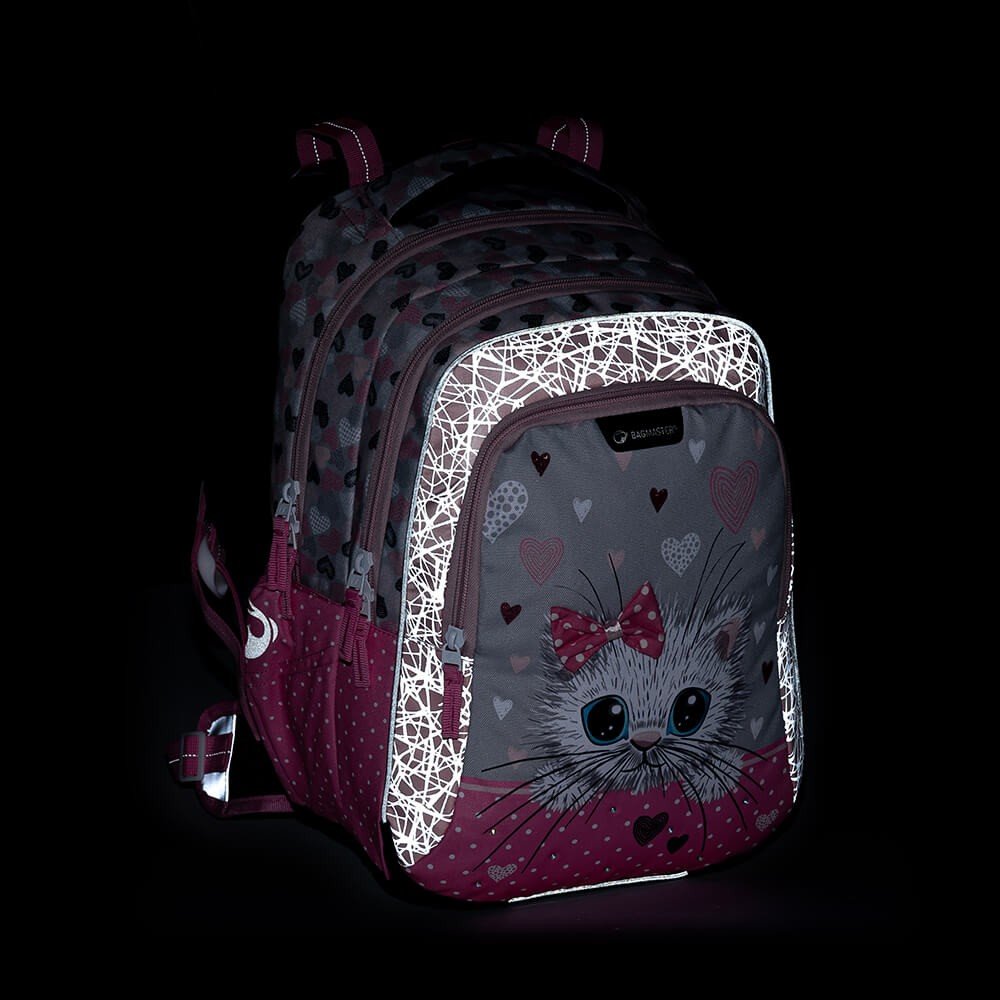 Bagmaster LUMI 22 A školní batoh - bílá kočka s mašlí (obrázek 23)