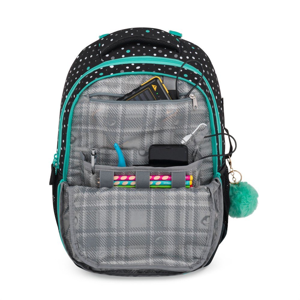Bagmaster PORTO 24 C školní batoh – černo-tyrkysový (obrázek 8)