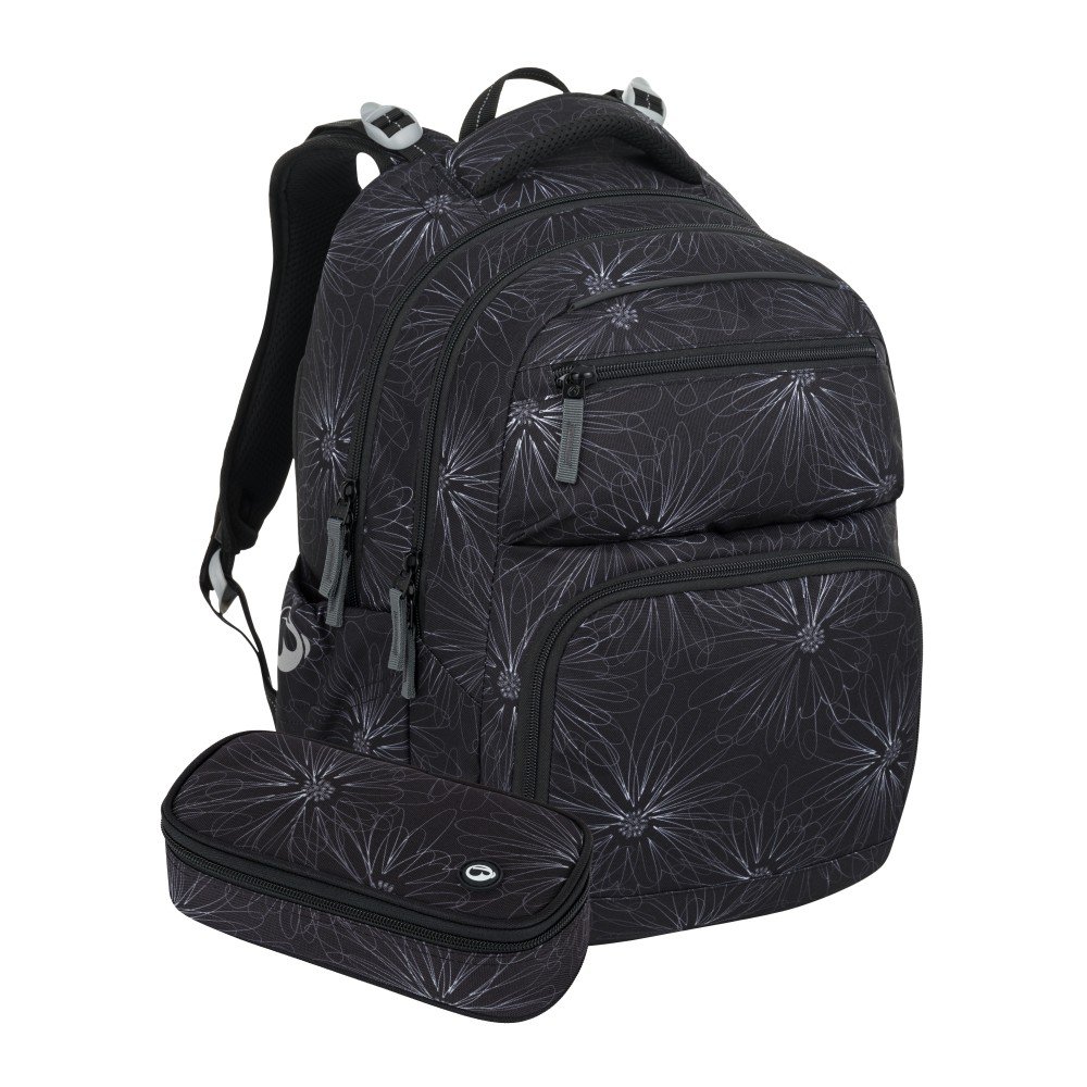 Bagmaster ZIPSTER 25 A studentský set – černý s bílými květy