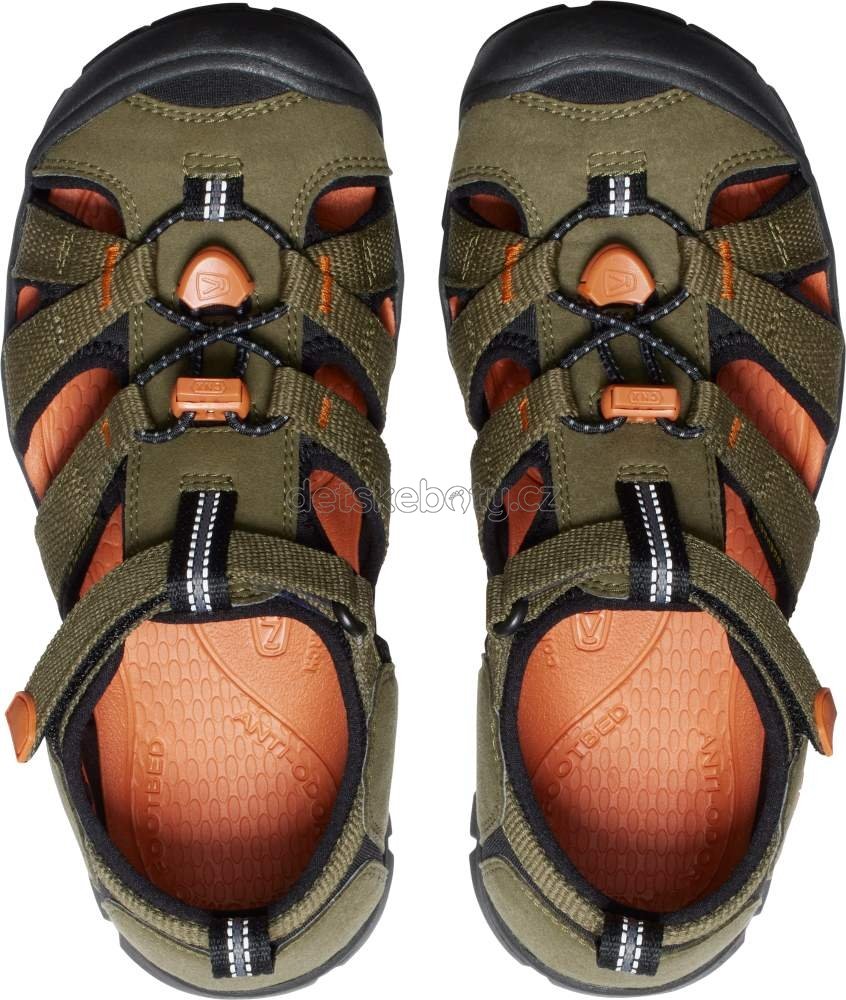 Dětské sandály Keen Seacamp II CNX youth dark olive/gold flame Velikost: 35 (obrázek 3)