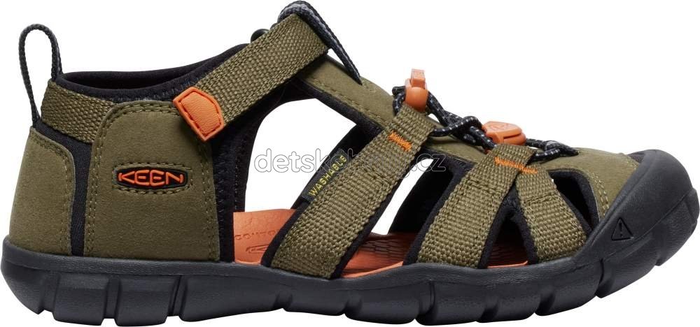 Dětské sandály Keen Seacamp II CNX youth dark olive/gold flame Velikost: 35 (obrázek 4)