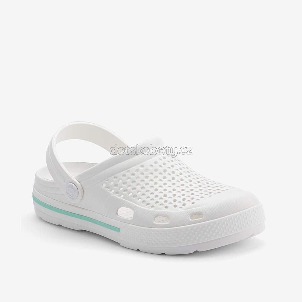Dětské plážovky Coqui 6413 white/white Lt. Mint Velikost: 37